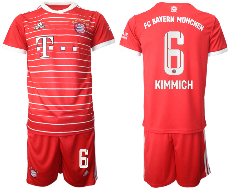 Men 2022-2023 Club Bayern Munich home Red #6 Adidas Soccer Jersey->bayern munich jersey->Soccer Club Jersey
